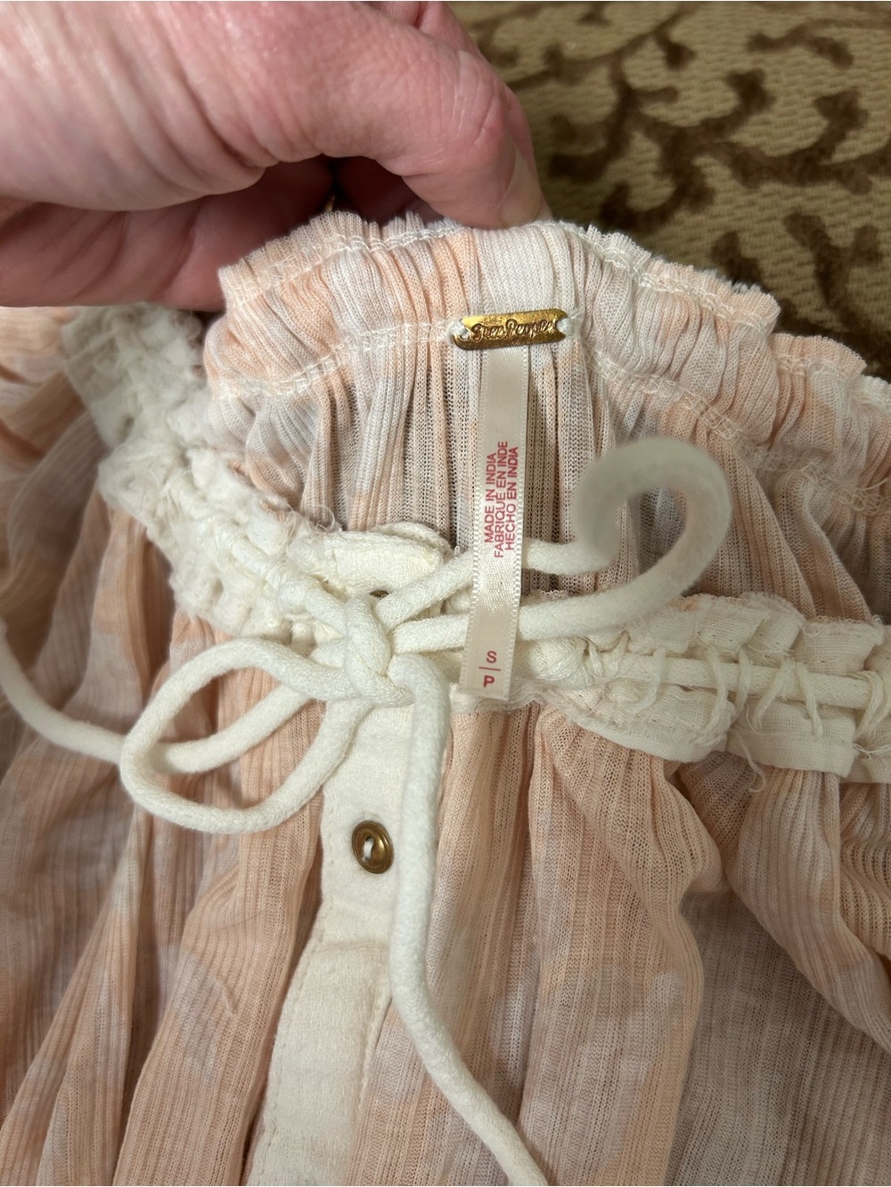 Free People Boho Off Shoulder Peasant Top Ruffle Trim Small - Picture 5 of 5